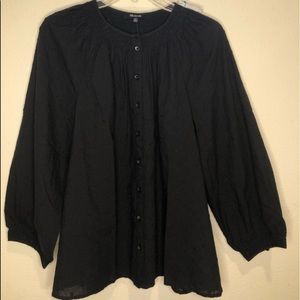 Madewell black button up blouse; 100% cotton
